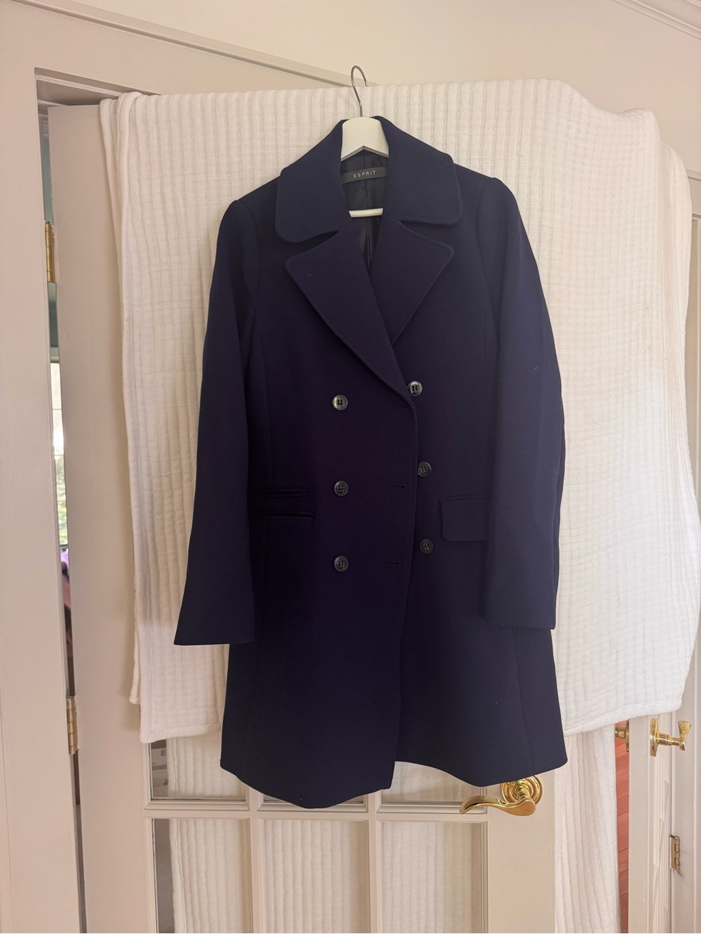 Esprit Women's Double-Breasted Navy Pea Coat